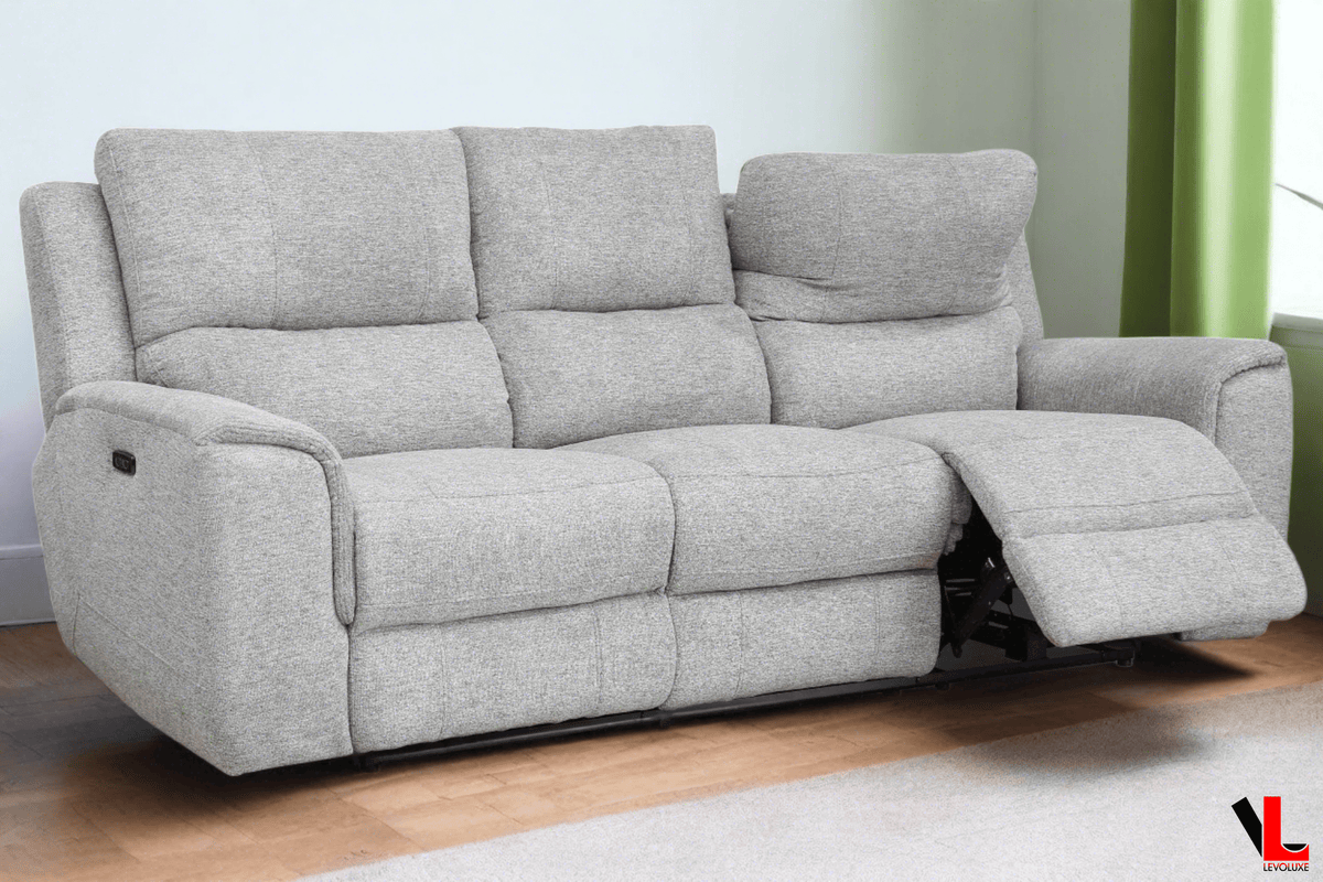 Levoluxe Sentinel 87.8" Power Reclining Sofa with Power Headrest in Tweed Ash Fabric, image 1