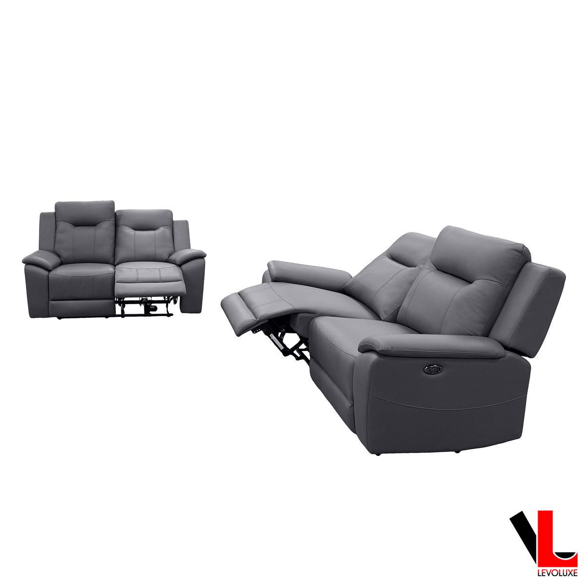 Levoluxe Avante 2 Piece Power Reclining Sofa and Loveseat in Jaxxon Steel, image 2