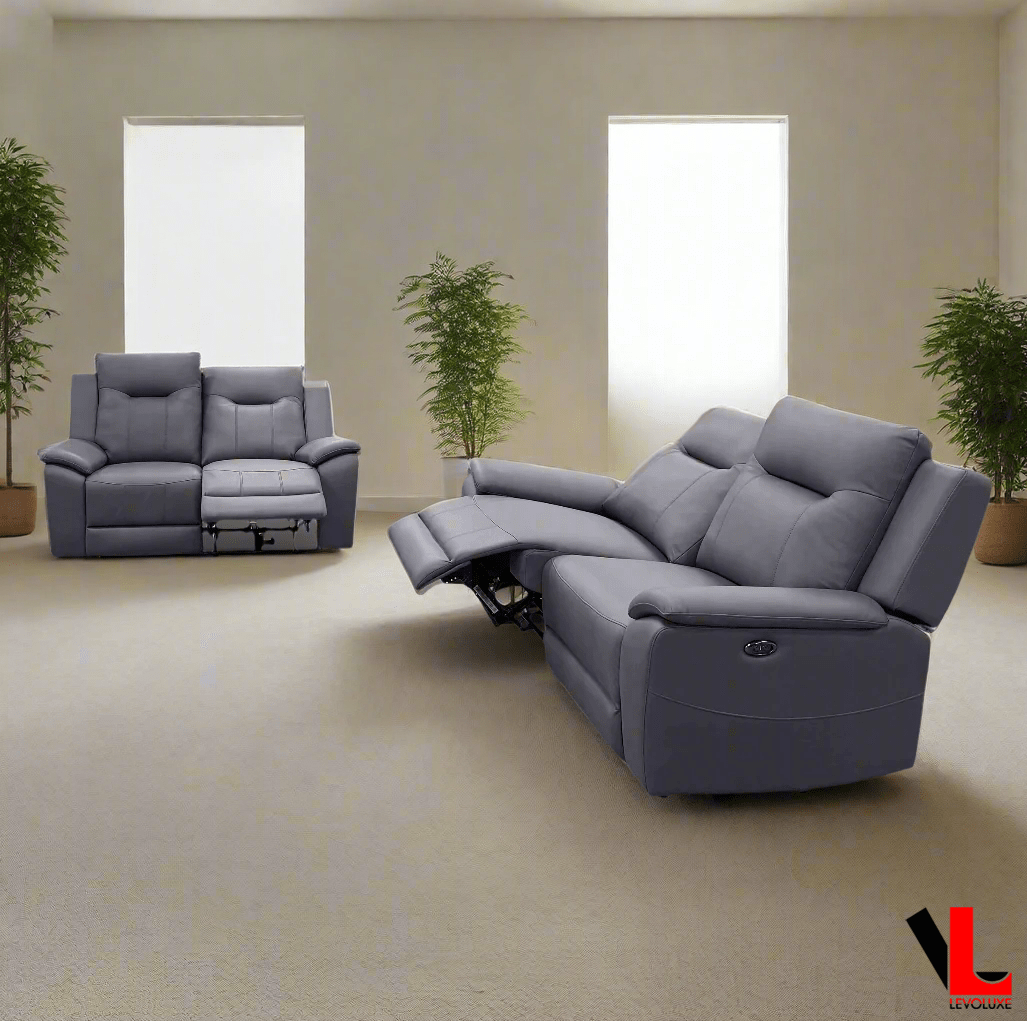 Levoluxe Avante 2 Piece Power Reclining Sofa and Loveseat in Jaxxon Steel, image 1