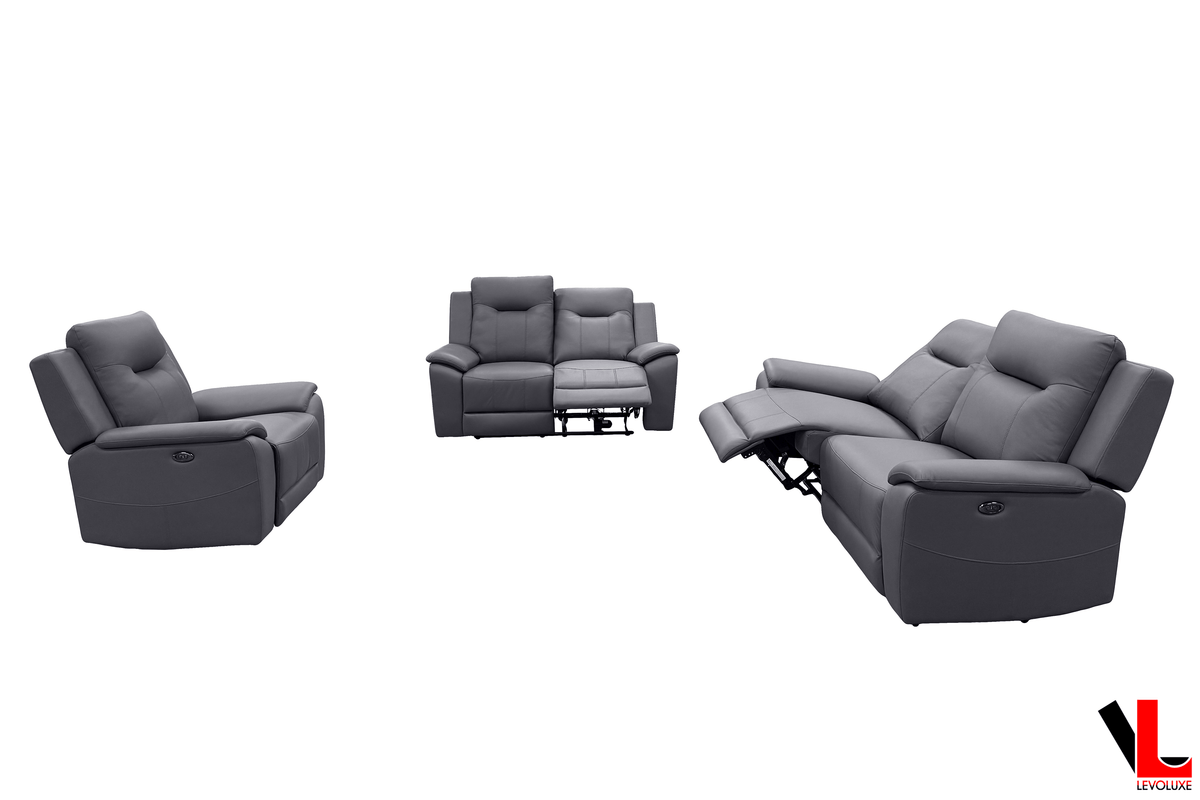Levoluxe Avante 3 Piece Power Reclining Sofa, Loveseat and Chair in Jaxxon Steel, image 2