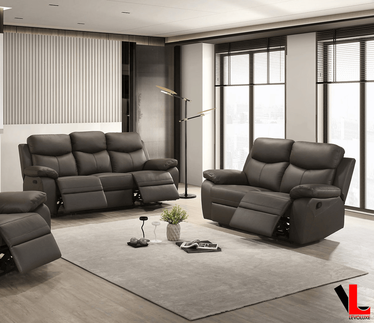 Levoluxe Aveon 2 Piece Pillow Top Arm Reclining Sofa and Loveseat Set in Leather Match, image 15