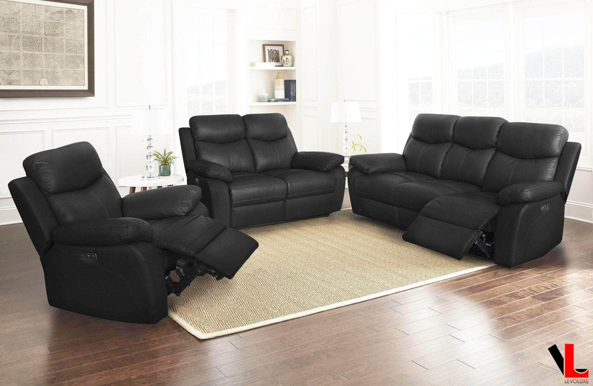 Levoluxe Aveon 3 Piece Pillow Top Arm Reclining Sofa, Loveseat and Chair Set in Leather Match, image 1