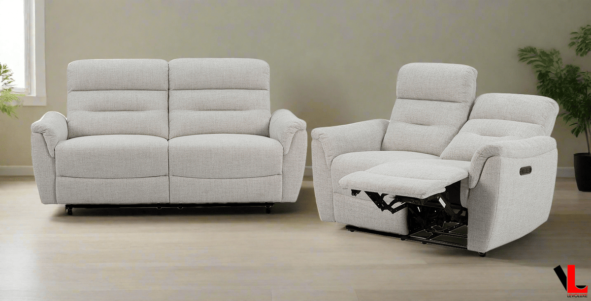 Levoluxe Cain 2 Piece Power Reclining Sofa and Loveseat Set in Weave Fabric, image 1
