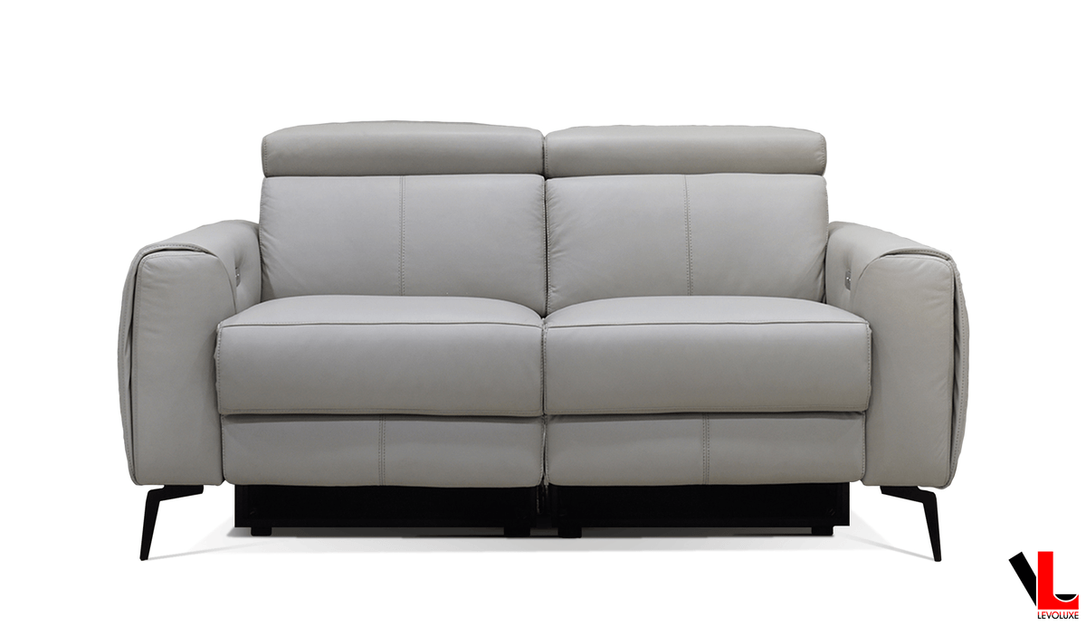 Levoluxe Lennox 2 Piece Power Reclining Sofa and Loveseat Set with Adjustable Headrests in Light Grey Leather Match, image 8