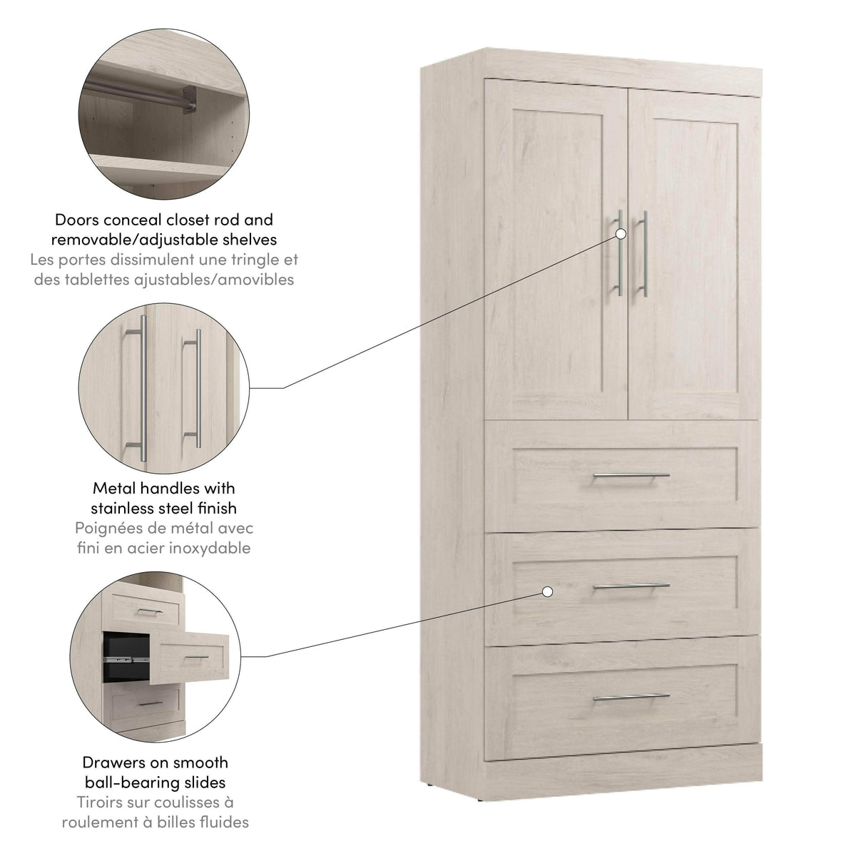 Modubox Pur 36W Wardrobe with 3 Drawers, image 20