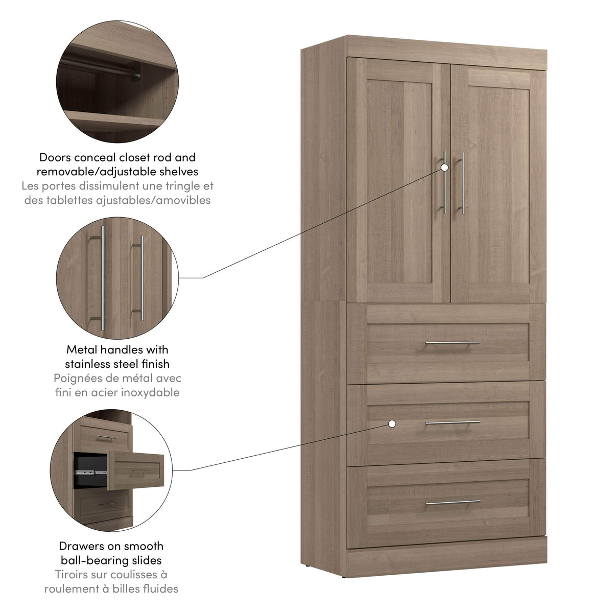 Modubox Pur 36W Wardrobe with 3 Drawers, image 27