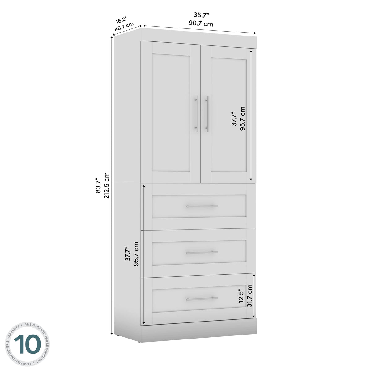 Modubox Pur 36W Wardrobe with 3 Drawers, image 32