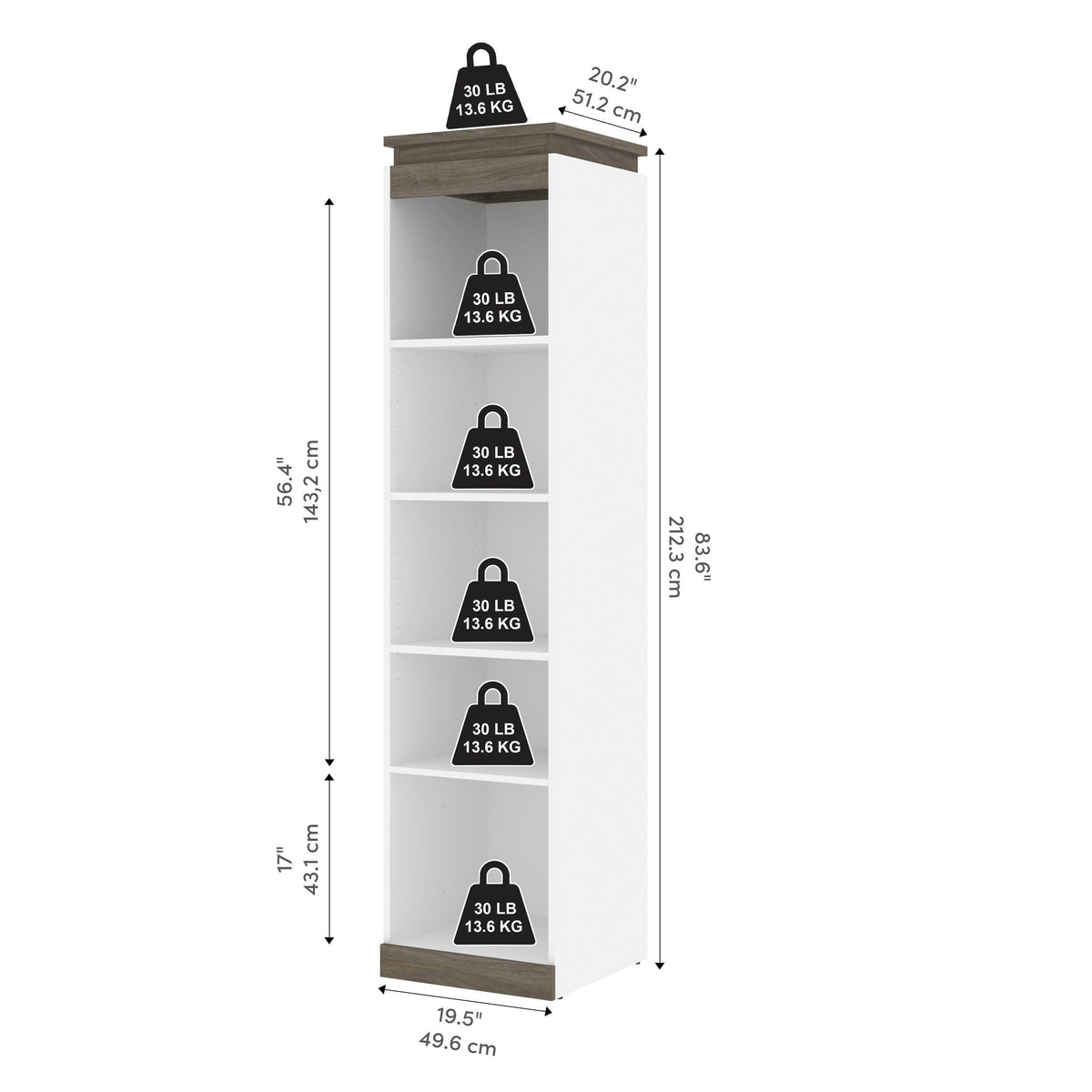 Modubox Orion 20"W Narrow Shelving Unit, image 15