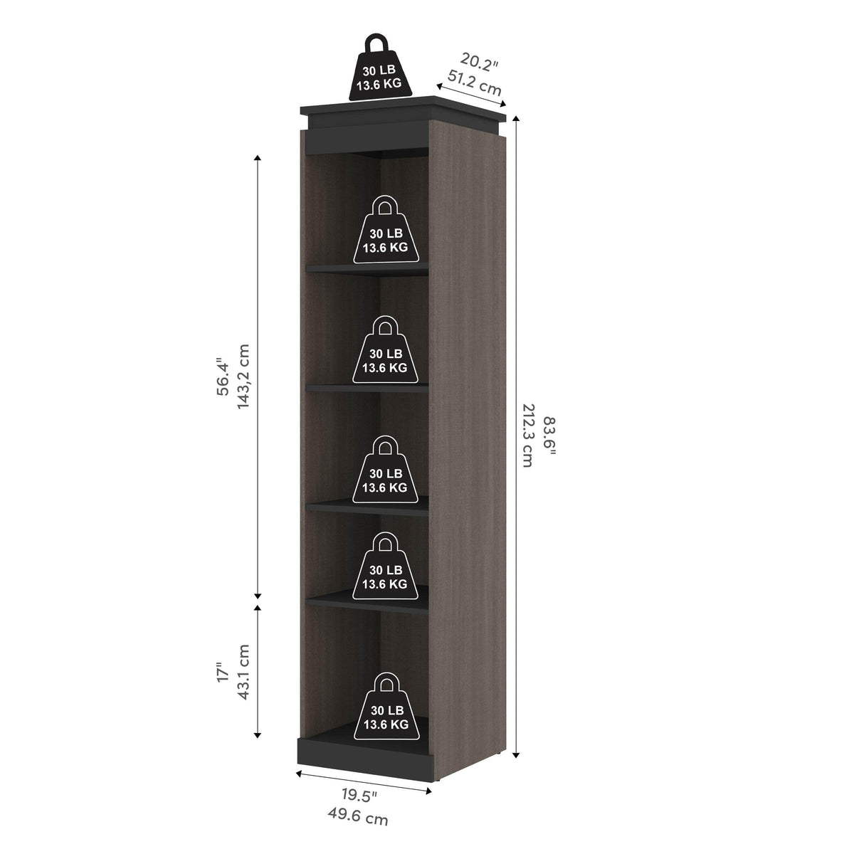 Modubox Orion 20"W Narrow Shelving Unit, image 25