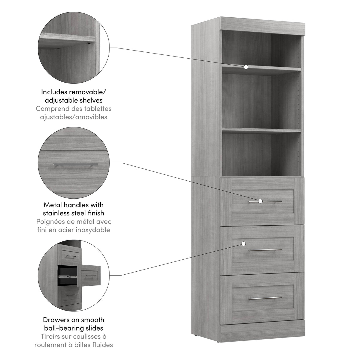 Modubox Pur 25” Storage Unit with 3 Drawers, image 14