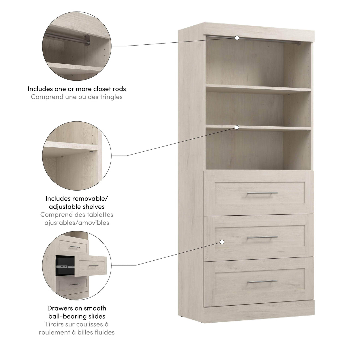 Modubox Pur 36” Storage Unit with 3 Drawers, image 16