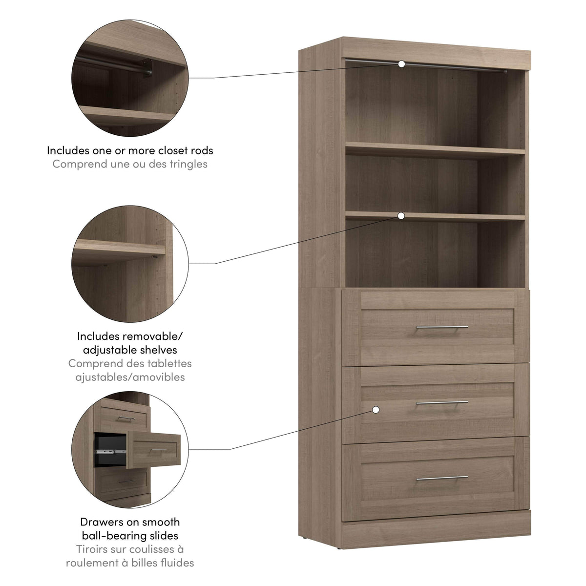 Modubox Pur 36” Storage Unit with 3 Drawers, image 26