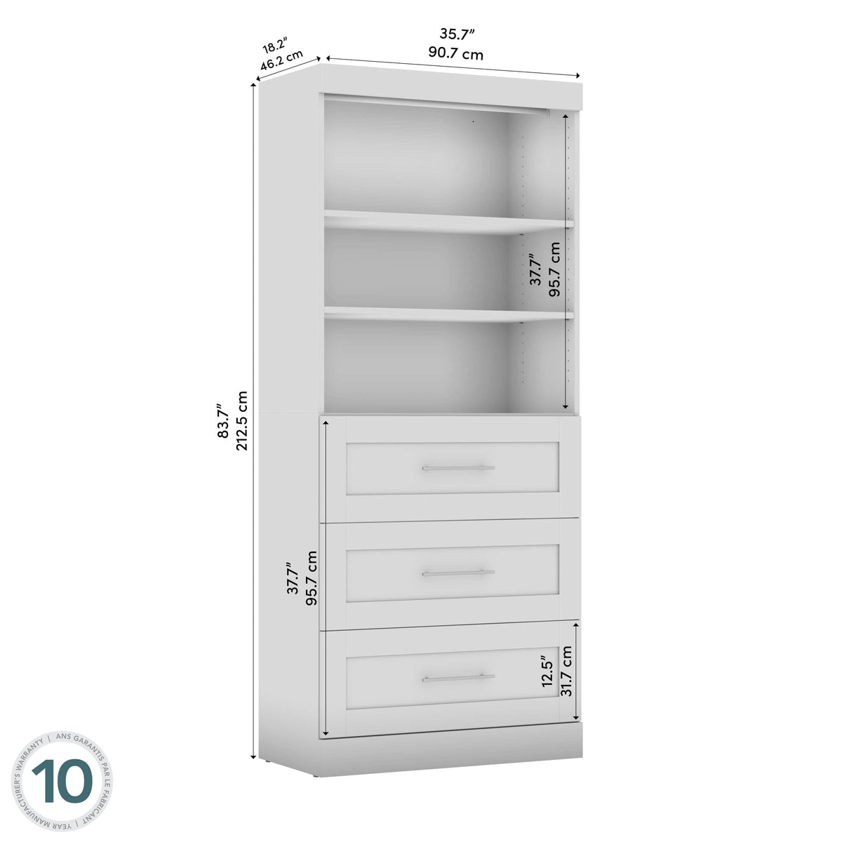 Modubox Pur 36” Storage Unit with 3 Drawers, image 28
