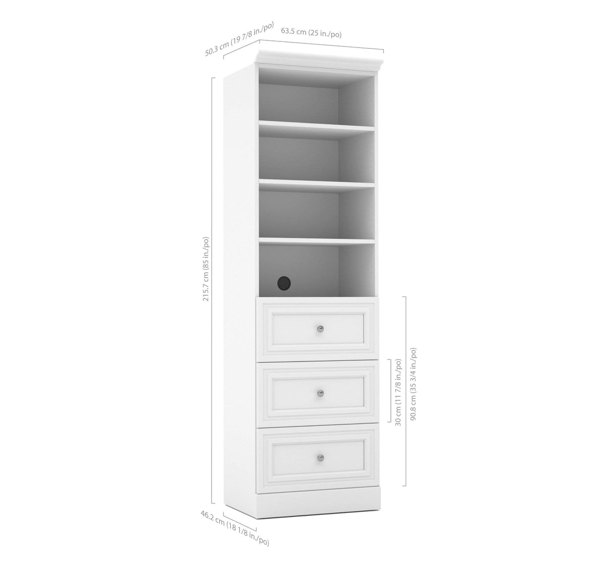 Modubox Versatile 25” Storage Unit with 3 Drawers White, image 3