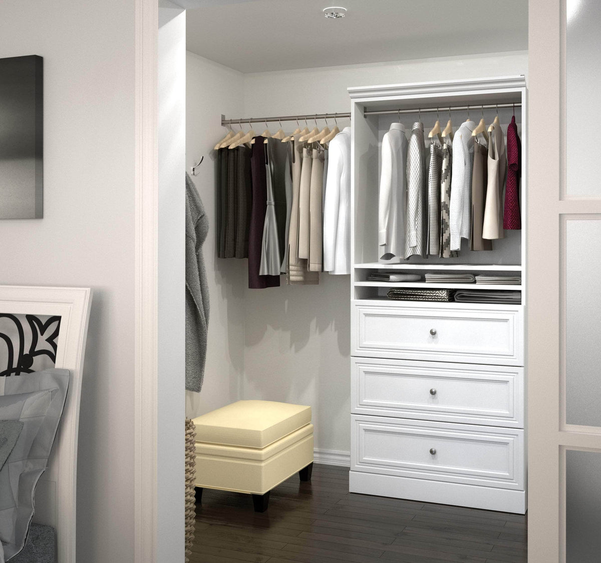 Modubox Versatile 36” Storage Unit with 3 Drawers White, image 1