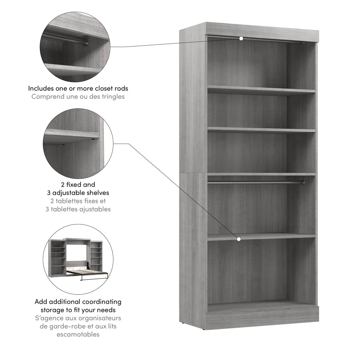 Modubox Pur 36" Closet Organizer Storage Unit, image 18