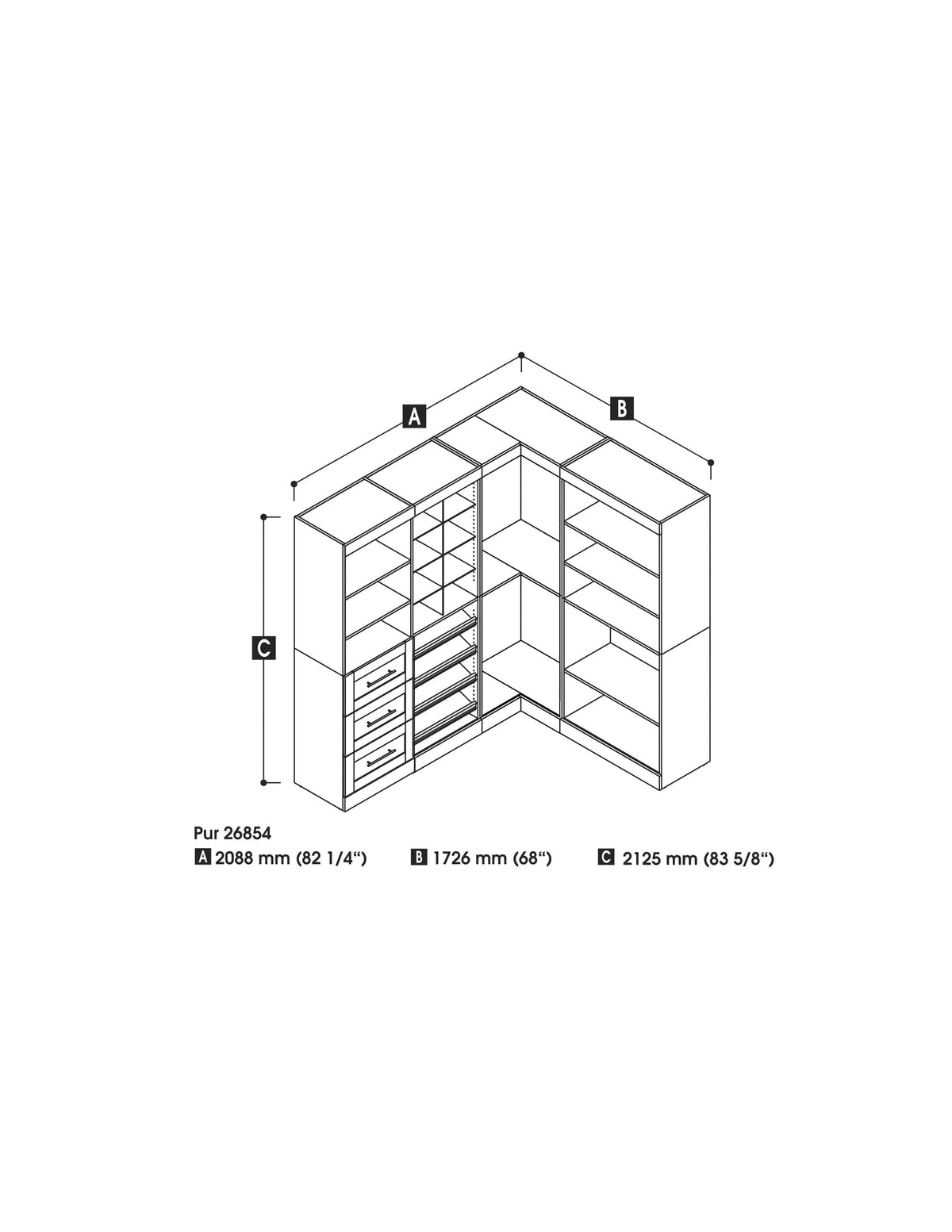 Modubox Pur 83W Walk In Closet Organizer, image 3