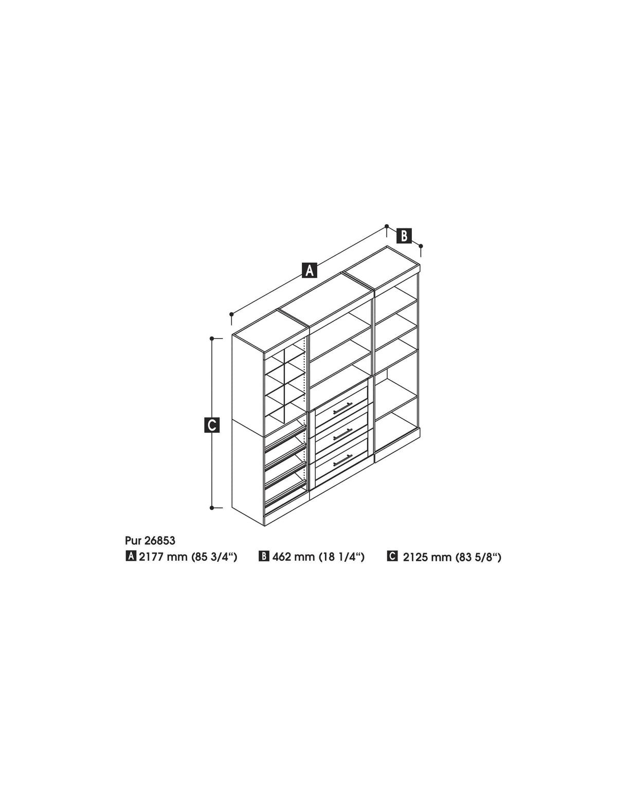 Modubox Pur 86“ Closet Organizer with Storage Cubbies, image 11