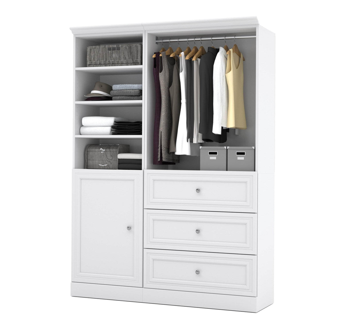 Modubox Versatile 61” Closet Organizer with Drawers and Door White, image 2