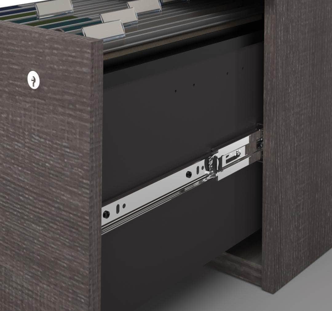 Modubox Logan U Shaped Desk with Pedestal and Hutch Bark Grey, image 2