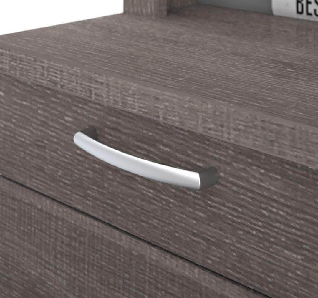 Modubox Logan U Shaped Desk with Pedestal and Hutch Bark Grey, image 4