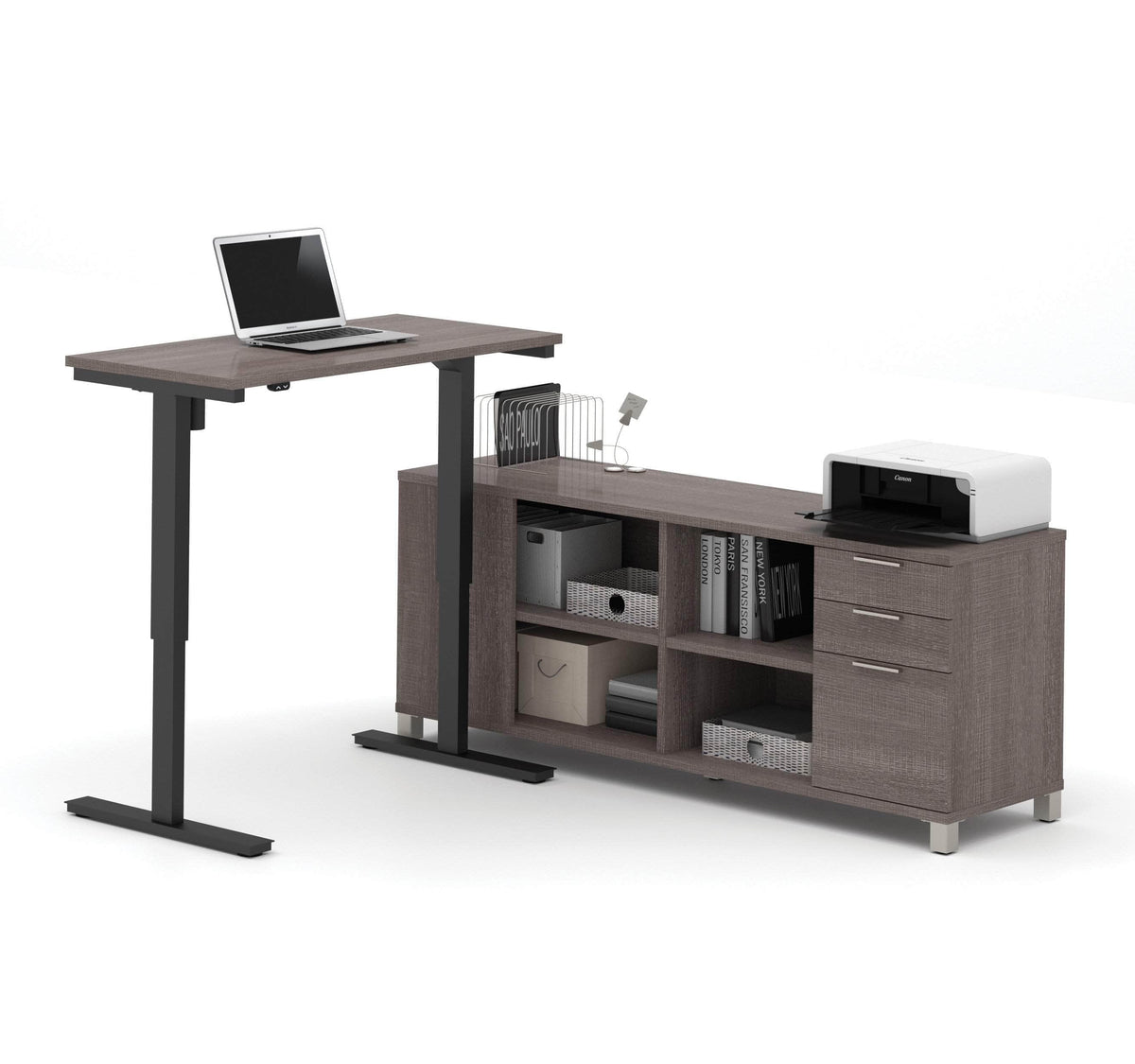 Modubox Pro Linea 2 Piece Set Including a Standing Desk and a Credenza, image 4