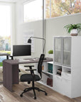 Modubox i3 Plus L shaped Desk with Frosted Glass Doors Hutch, image 2