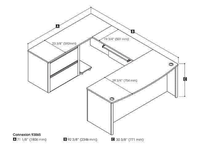 Modubox Connexion U Shaped Executive Desk with Lateral File Cabinet, image 14