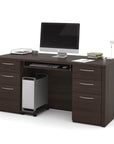 Modubox Embassy 66" Traditional Executive Desk with 2 Pedestals Dark Chocolate, image 1