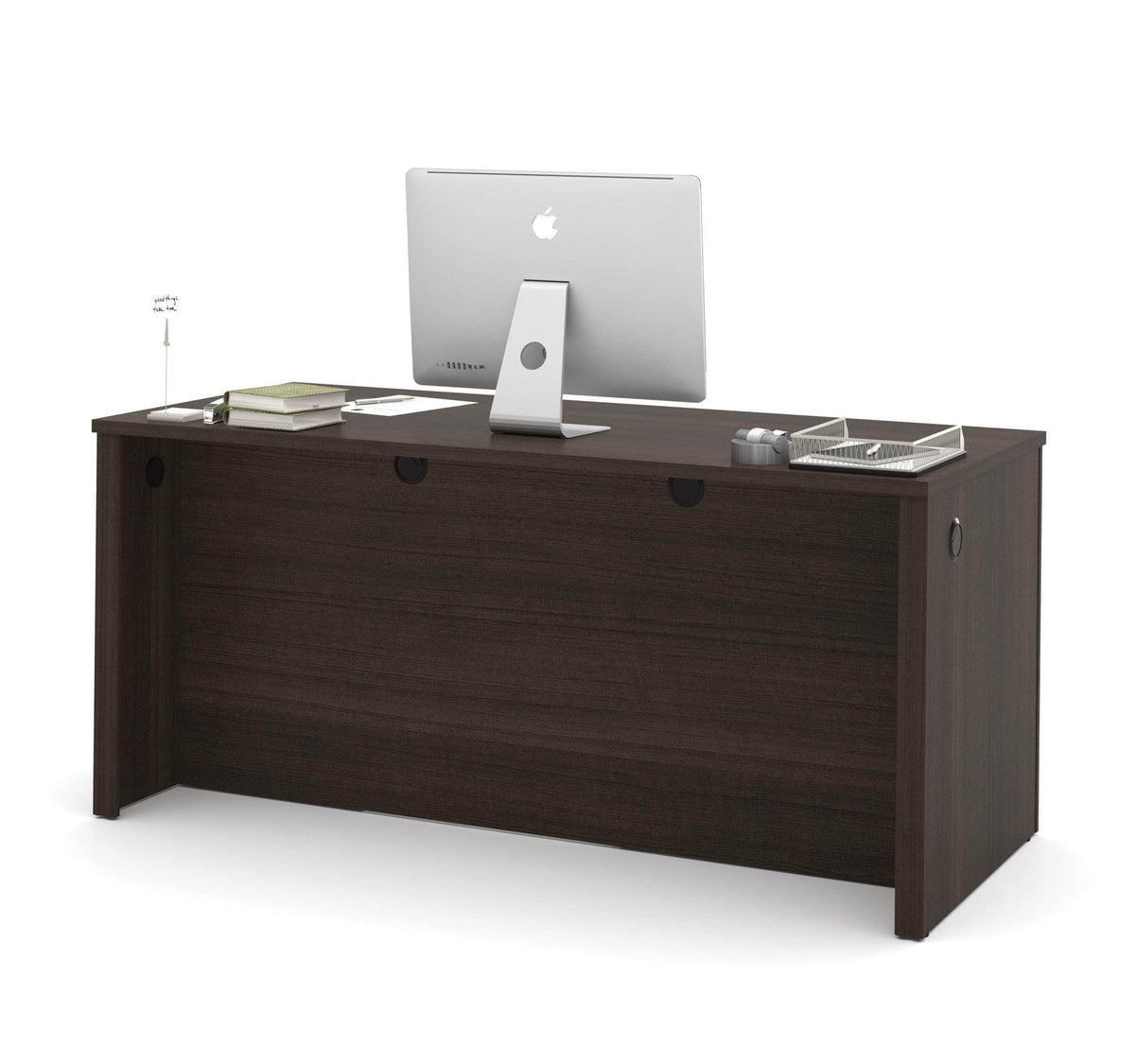 Modubox Embassy 66" Traditional Executive Desk with 2 Pedestals Dark Chocolate, image 2