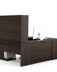 Modubox Embassy U Shaped Executive Desk with Pedestal and Hutch Dark Chocolate, image 3