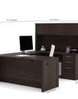 Modubox Embassy U Shaped Executive Desk with Pedestal and Hutch Dark Chocolate, image 4