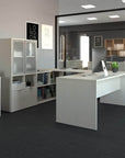 Modubox i3 Plus U shaped Desk with Frosted Glass Doors Hutch, image 2