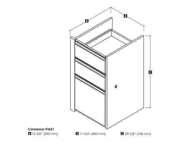Modubox Connexion Add On Desk Pedestal with 3 Drawers, image 8