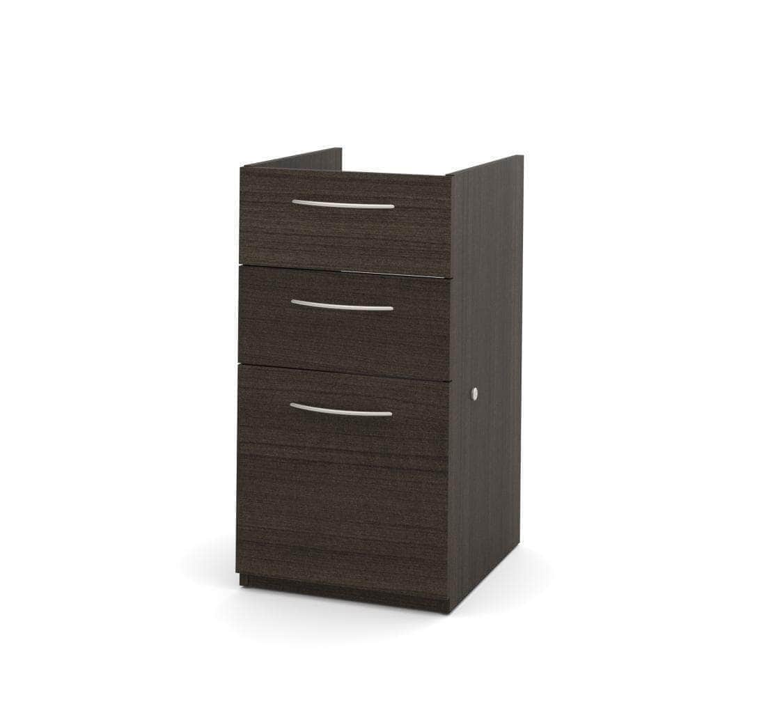 Modubox Bestar Embassy Add On Pedestal with 3 Drawers Dark Chocolate, image 1