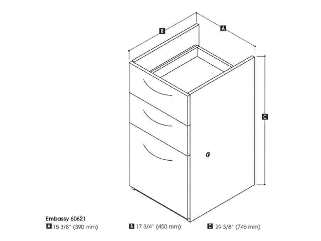 Modubox Bestar Embassy Add On Pedestal with 3 Drawers Dark Chocolate, image 2