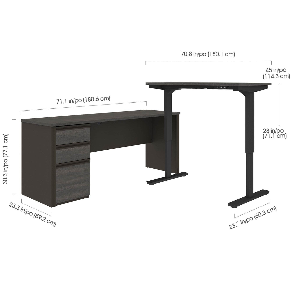 Modubox Prestige+ 2 Piece Set Including a Standing Desk and a Desk, image 7