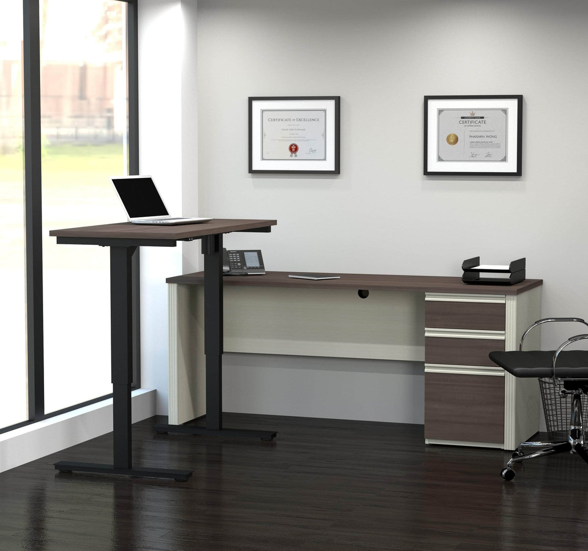 Modubox Prestige+ 2 Piece Set Including a Standing Desk and a Desk, image 13