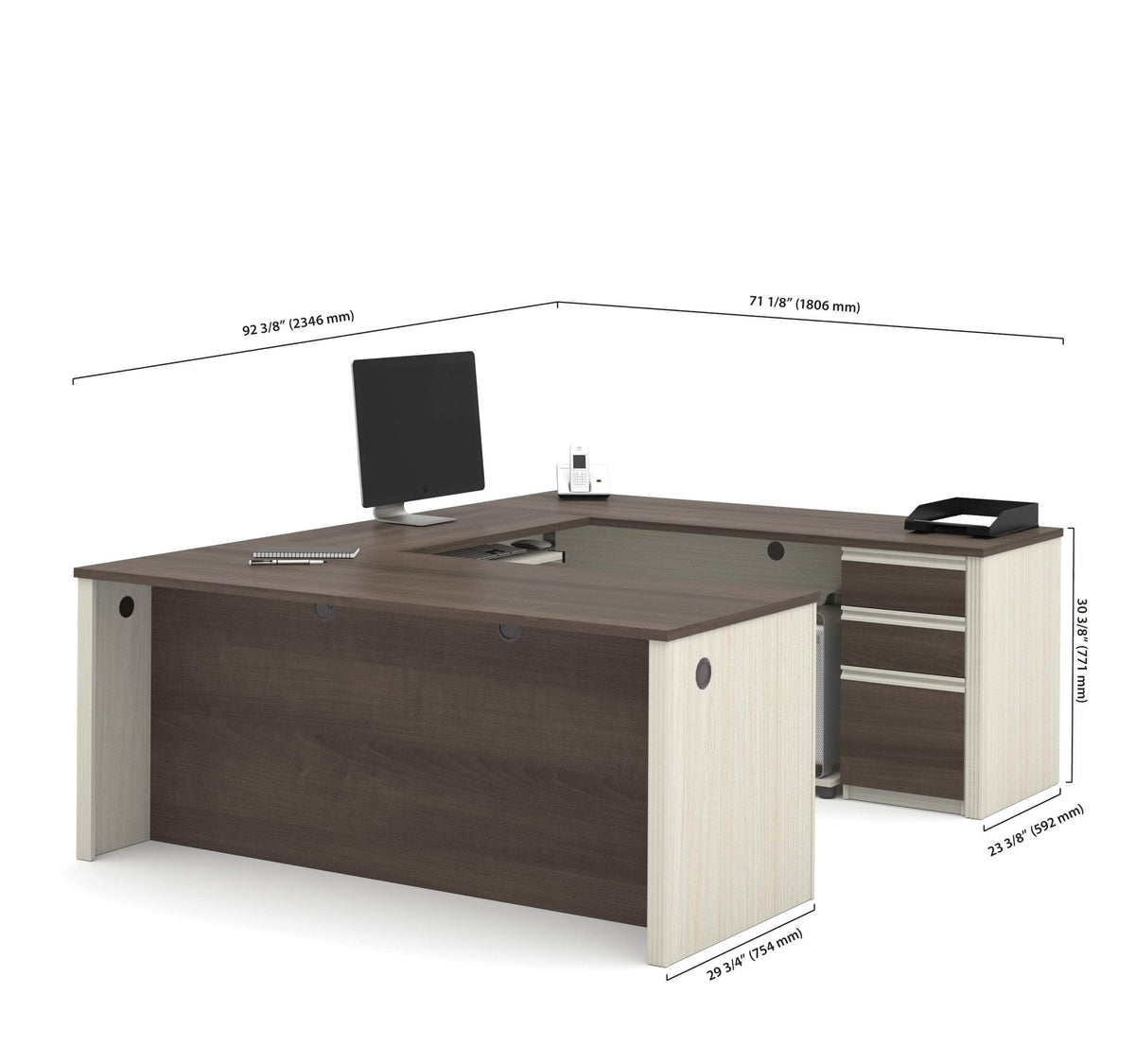 Modubox Prestige+ U Shaped Executive Desk with Pedestal, image 13
