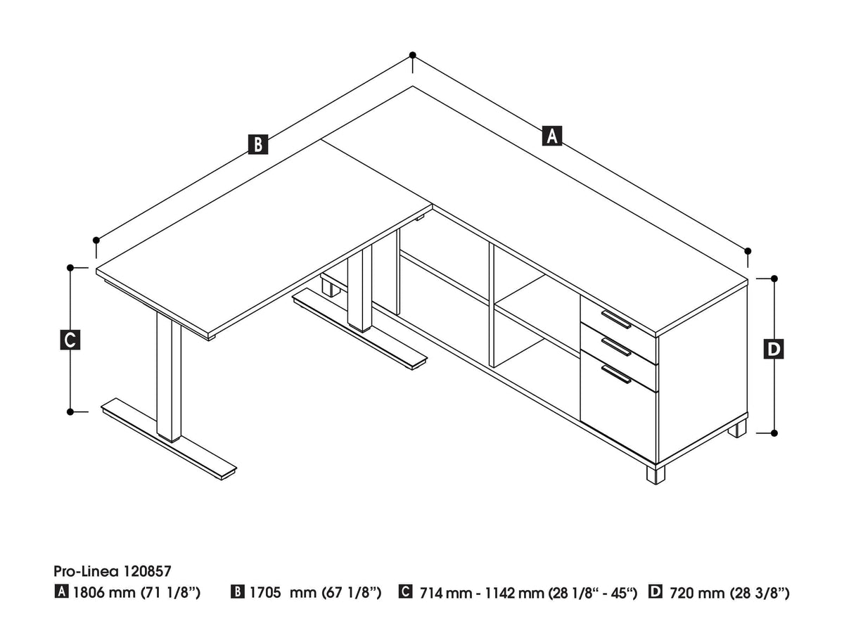 Modubox Pro Linea 2 Piece Set Including a Standing Desk and a Credenza, image 7