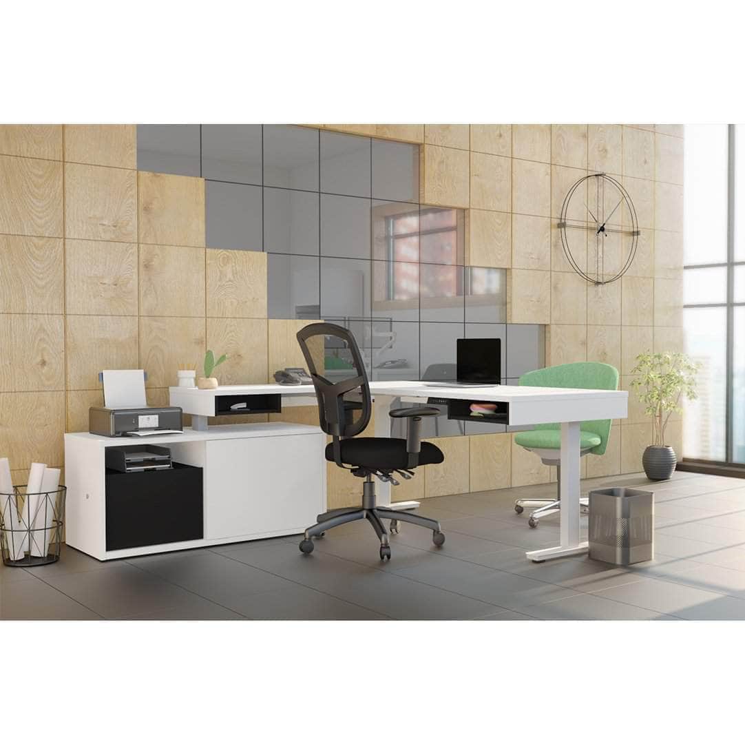 Modubox Pro Vega L Shaped Standing Desk with Credenza, image 1
