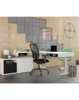 Modubox Pro Vega L Shaped Standing Desk with Credenza, image 1