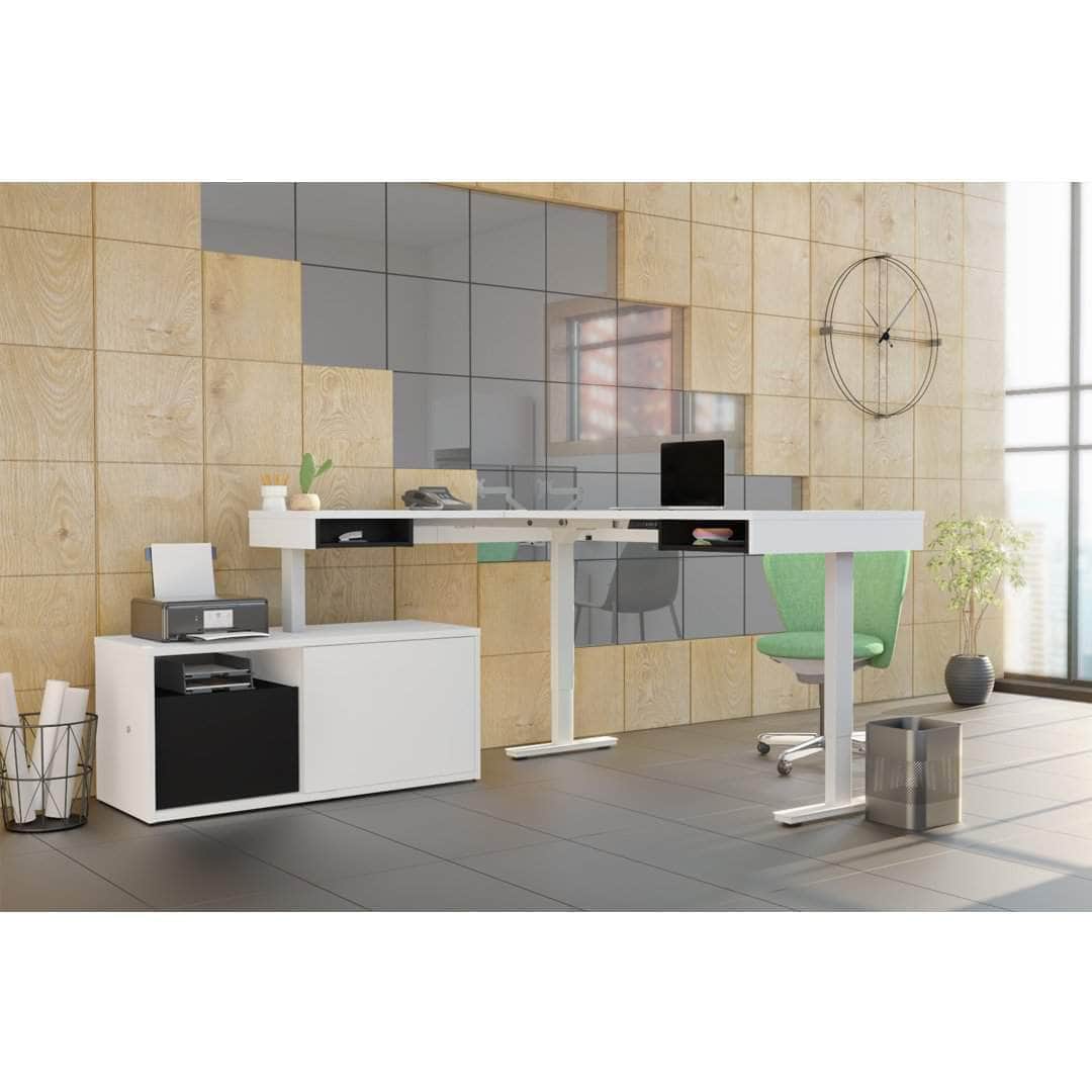 Modubox Pro Vega L Shaped Standing Desk with Credenza, image 2