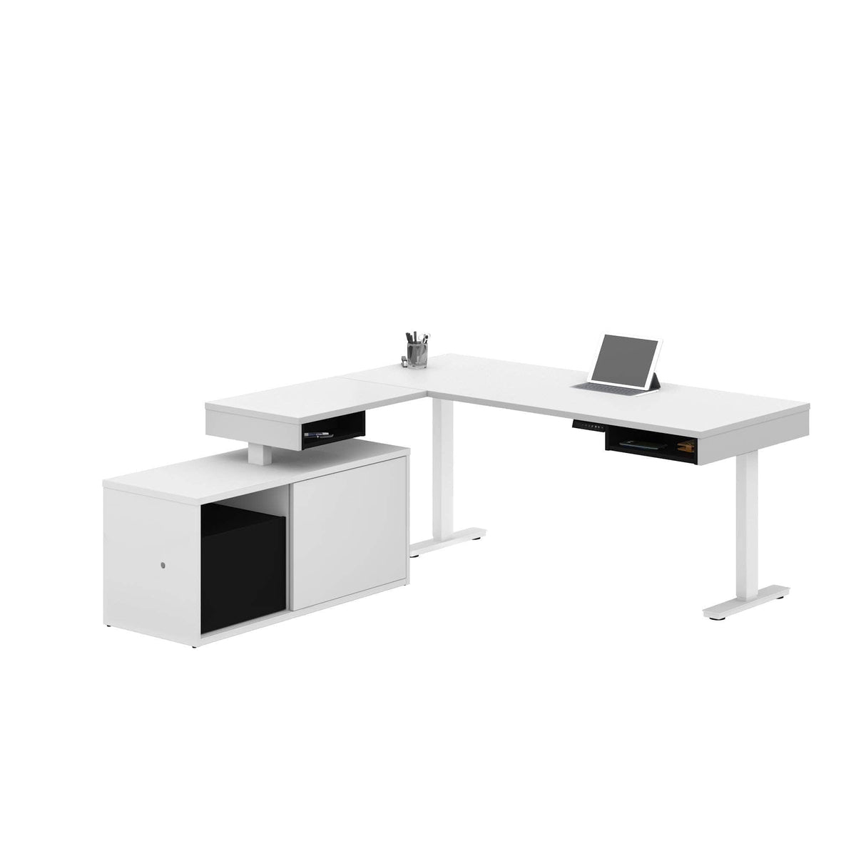 Modubox Pro Vega L Shaped Standing Desk with Credenza, image 3