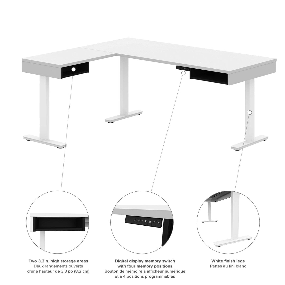 Modubox Pro Vega L Shaped Standing Desk with Credenza, image 5