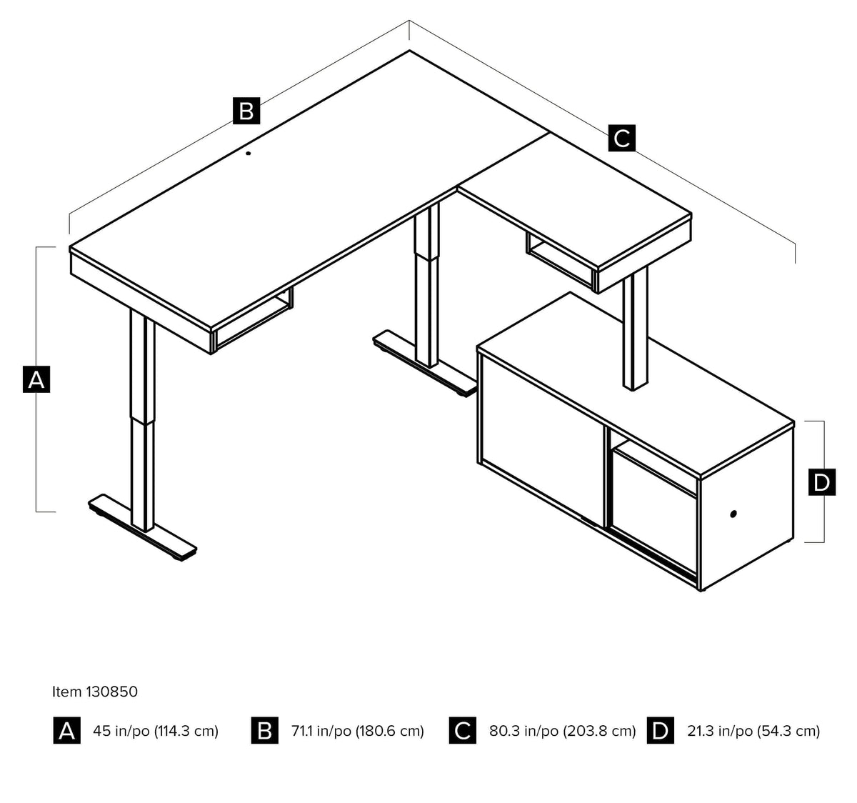 Modubox Pro Vega L Shaped Standing Desk with Credenza, image 9