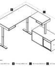 Modubox Pro Vega L Shaped Standing Desk with Credenza, image 9