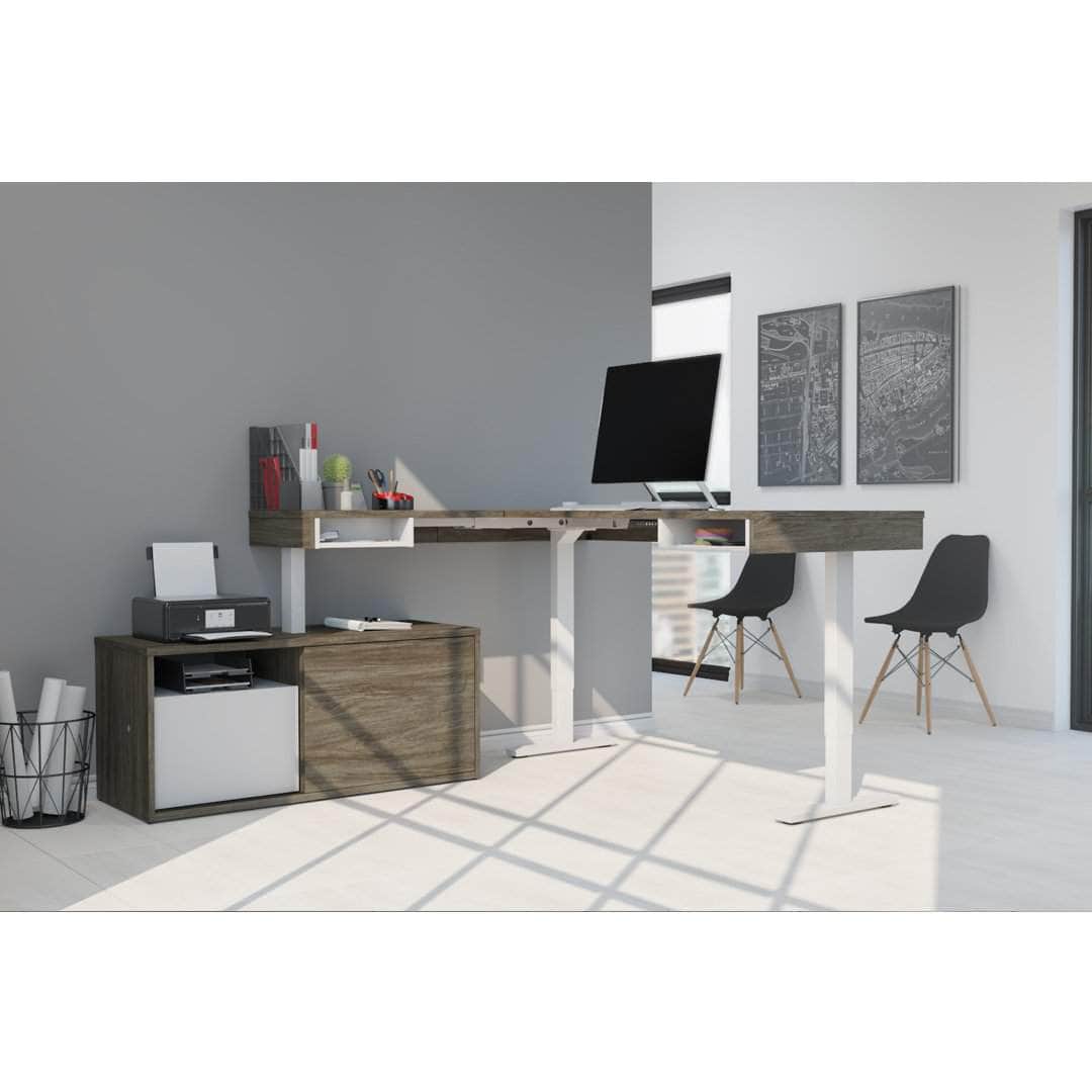 Modubox Pro Vega L Shaped Standing Desk with Credenza, image 14