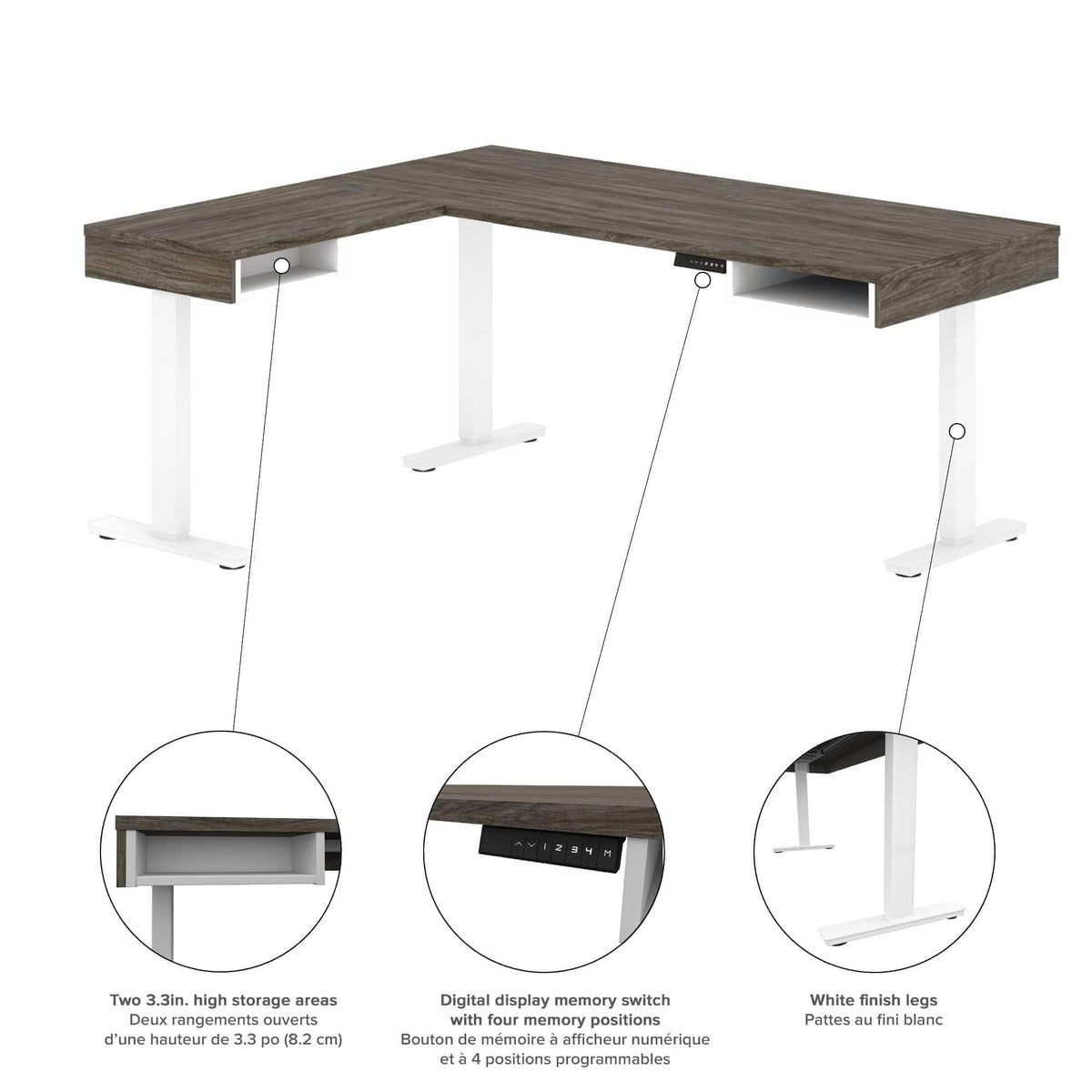 Modubox Pro Vega L Shaped Standing Desk with Credenza, image 15