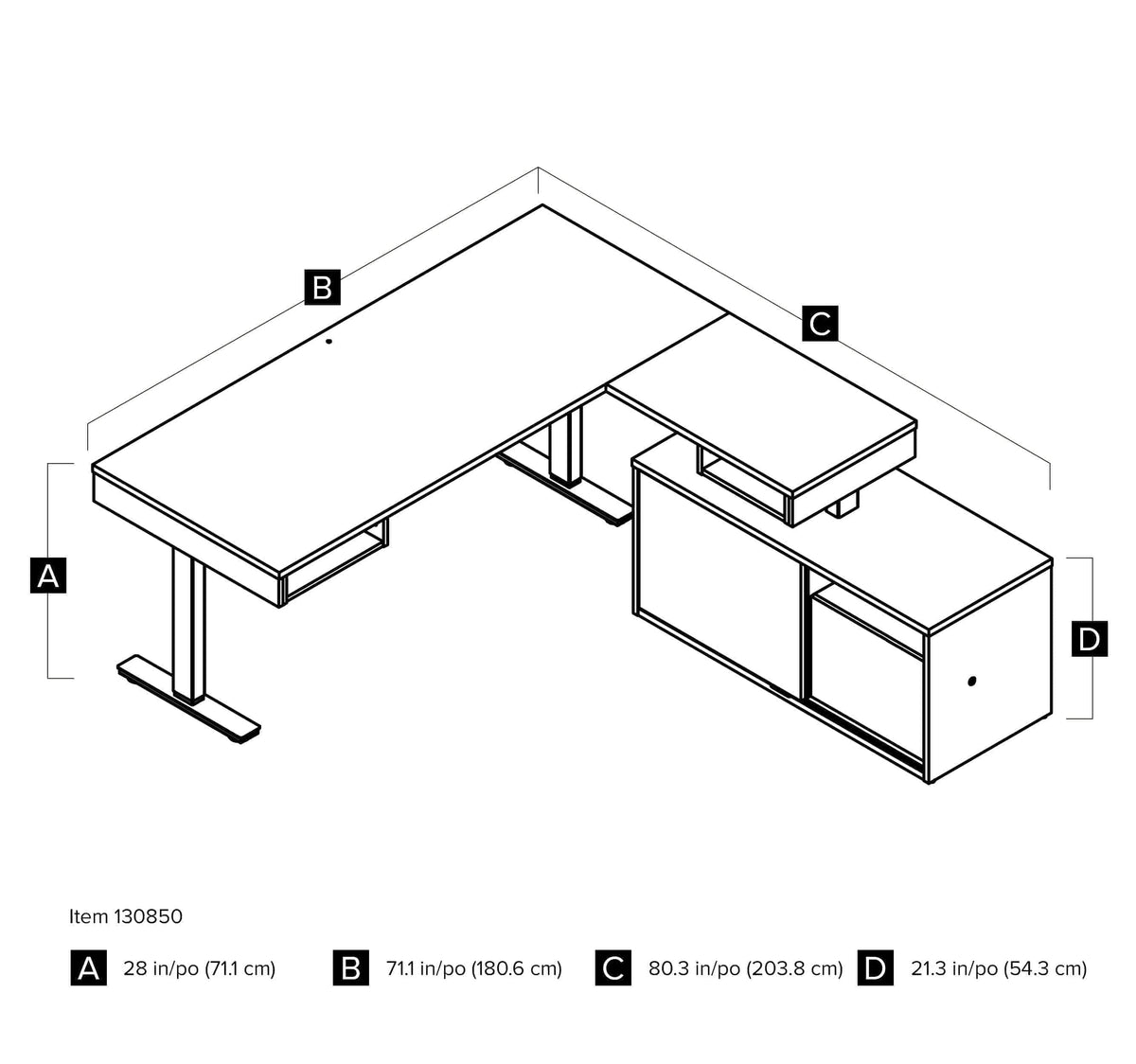 Modubox Pro Vega L Shaped Standing Desk with Credenza, image 11